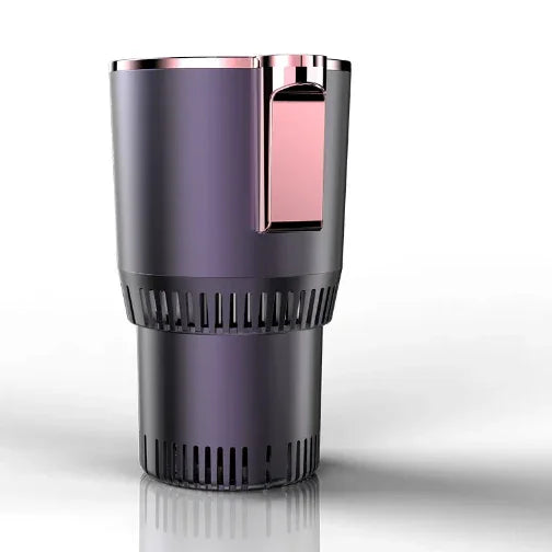 Compact car air purifier with sleek purple design and pink accent panel for clean cabin air