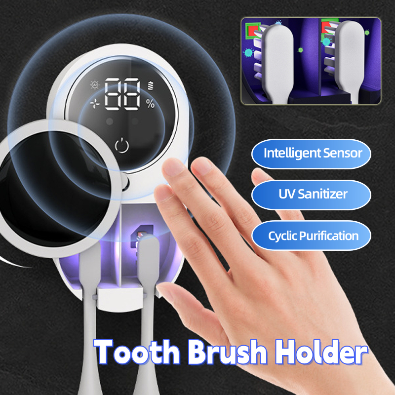 UV Toothbrush Sanitizer – Automatic UVC Sterilizer Toothbrush Holder Wall Mounted Dispenser