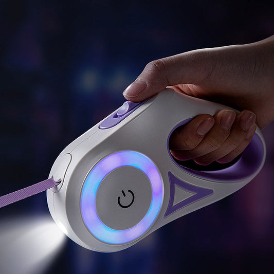 LED retractable dog leash with spotlight for small and medium dogs